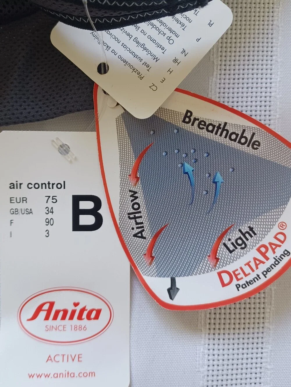 Anita Air Control With Delta Pad Dark Gray MaxSupport Sports Bra Athletic 34B - Picture 7 of 10